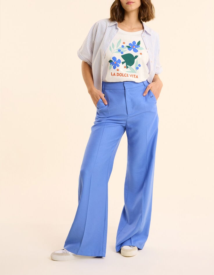 T-shirt manches courtes blanc maxi oiseaux I.Code-3