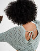 Pull light green tricot ajouré dos cache-cœur I.Code-3