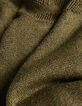 Khaki Damenstrickjacke Kapuze Lurex Fischgr&auml;ten hinten-6
