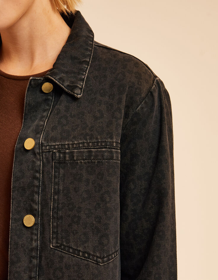 Bruin jeansjasje luipaardprint I.Code-5 Bruin jeansjasje luipaardprint I.Code-5