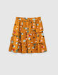 I.Code larch fun print ruffled skirt-4