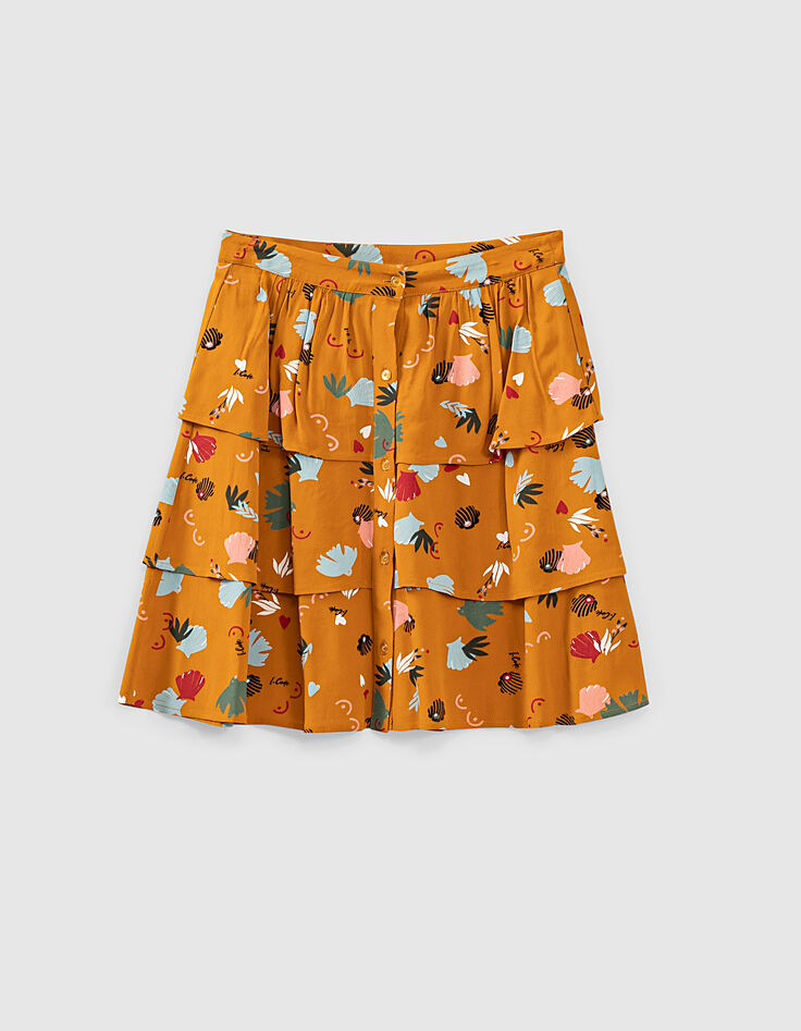 I.Code larch fun print ruffled skirt-4