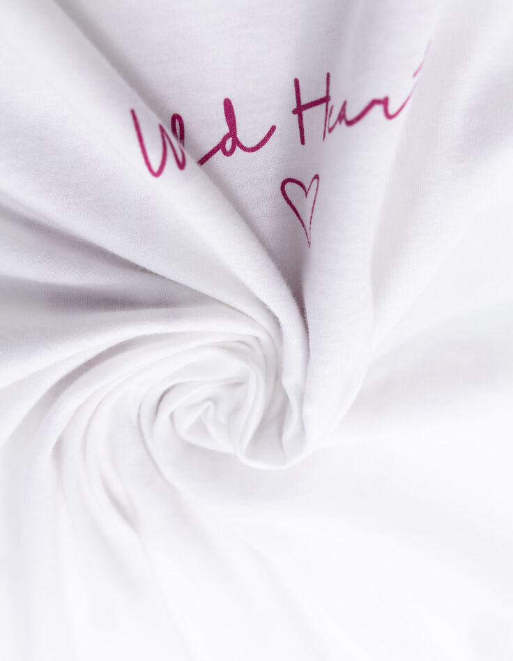 T-shirt blanc à message rose I.Code-8
