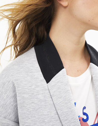 Manteau gris clair chiné avec col bord côte I.Code