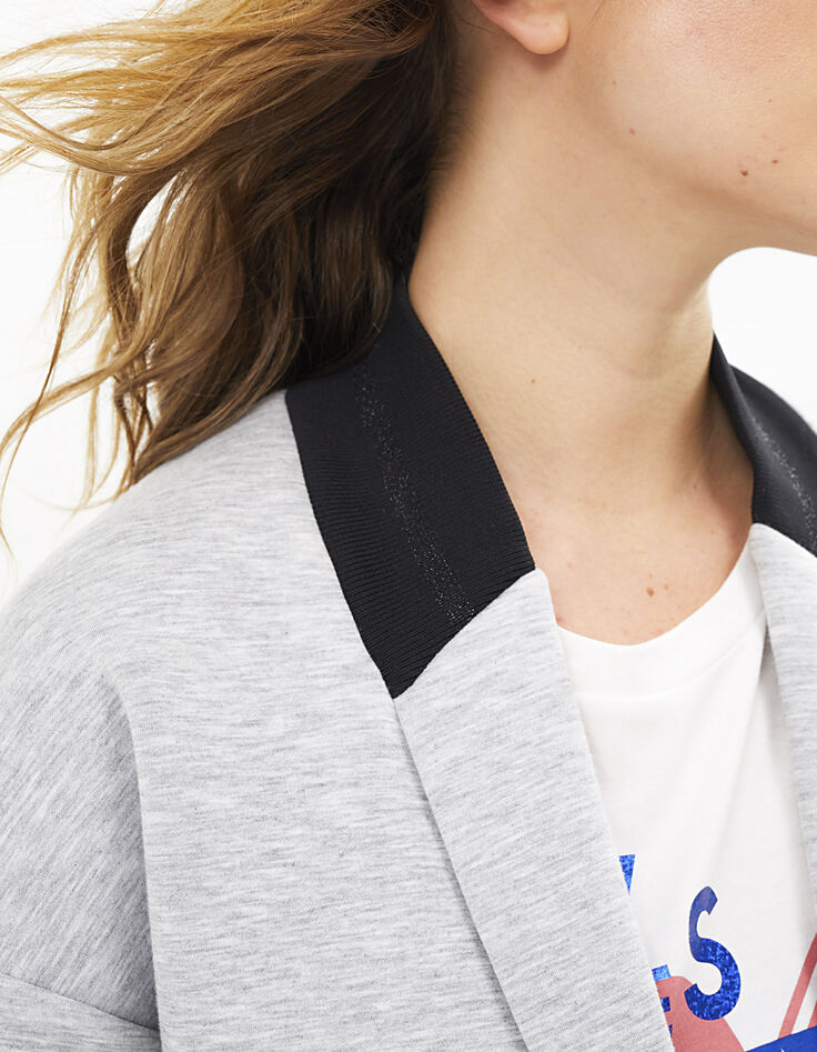Manteau gris clair chiné avec col bord côte I.Code-1