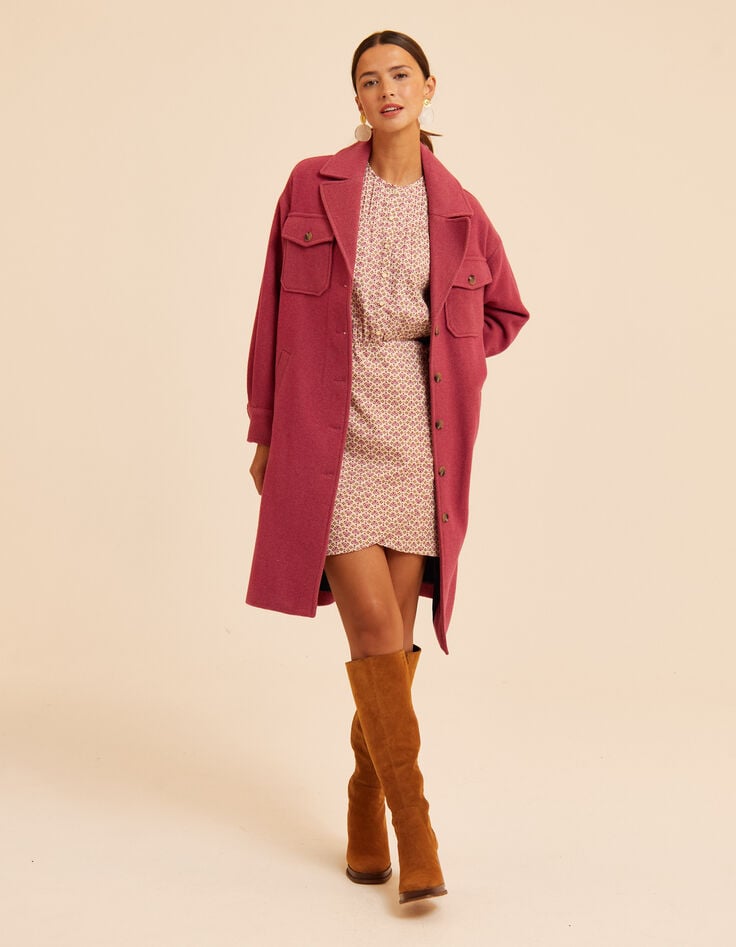 Robe écrue imprimé fleurs indiennes roses I.Code-7 Robe écrue imprimé fleurs indiennes roses I.Code-7