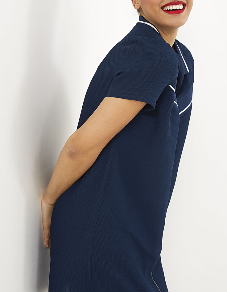 Robe marine zippée avec bords-côtes rayés I.Code-1