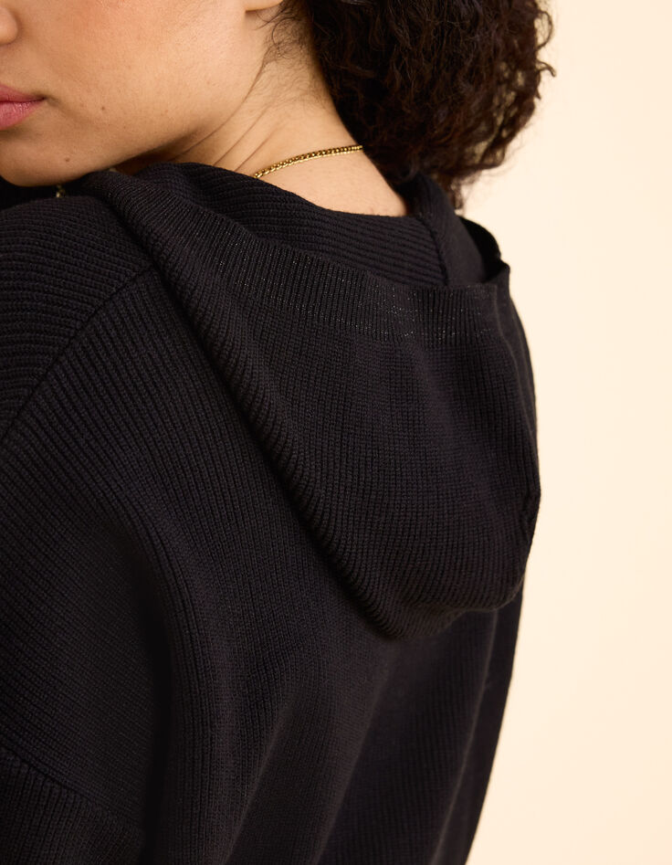 Cardigan à capuche noir en tricot I.Code-4
