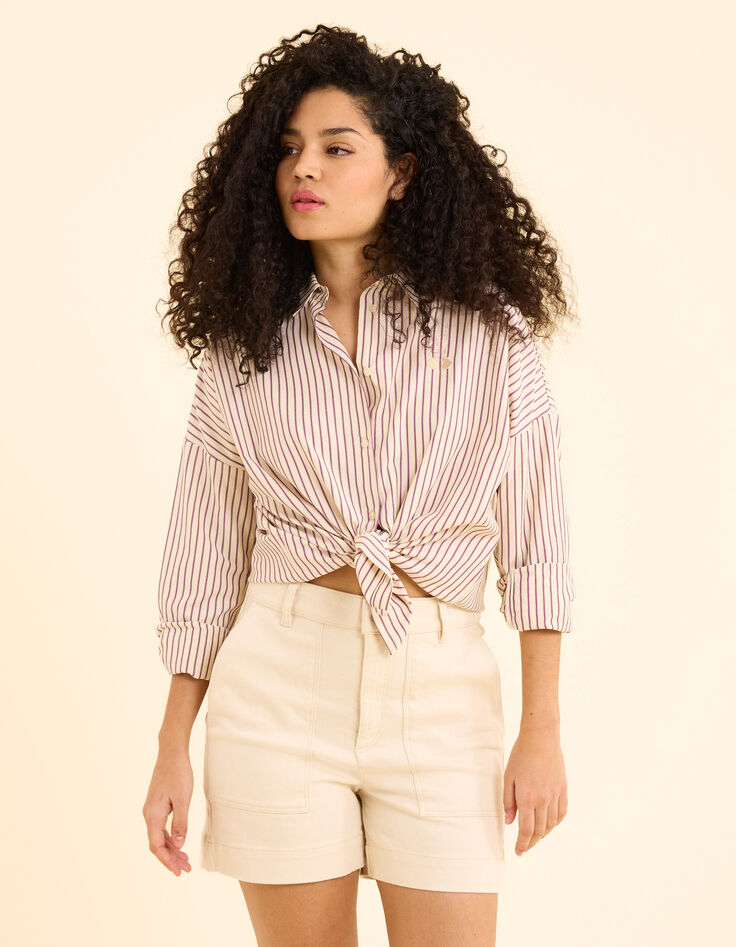 Chemise &eacute;crue ray&eacute;e dark purple brod&eacute;e c&oelig;ur I.Code-2