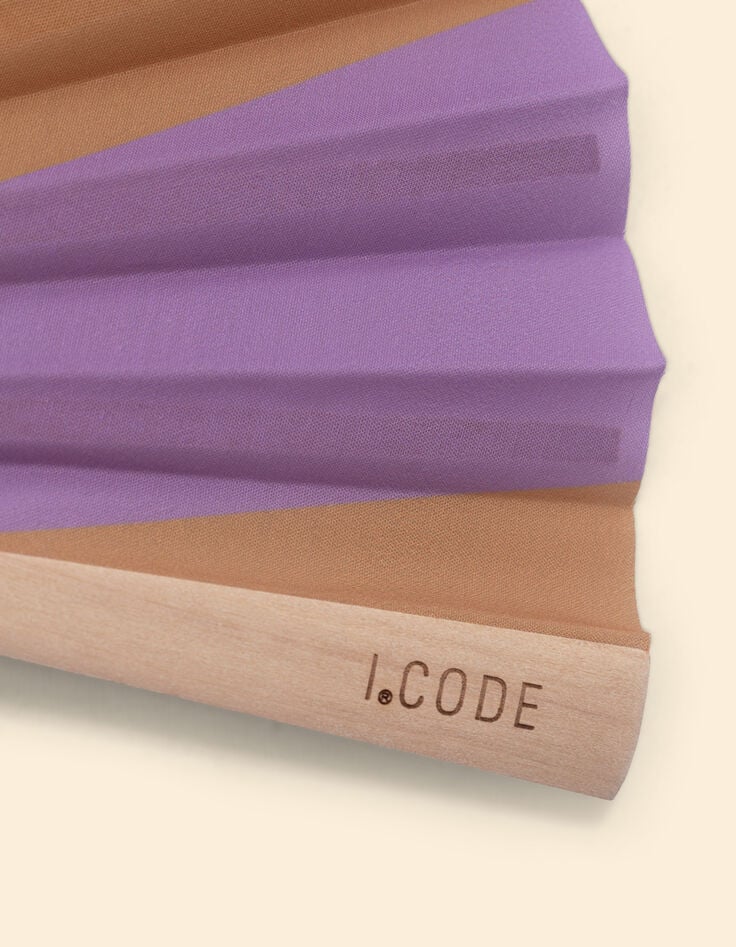 I.Code wooden fan with slogan and camel stripes-3 I.Code wooden fan with slogan and camel stripes-3