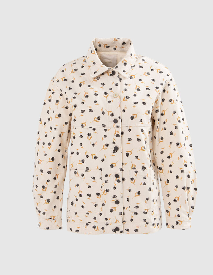 Chaqueta vaquera crudo estampado florecitas rock I.Code -5