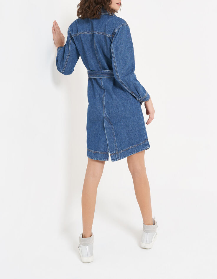 Surchemise mi-longue en jean authentique ceinturée I.Code-2