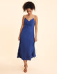 I.Code blue pleated strappy long dress-1