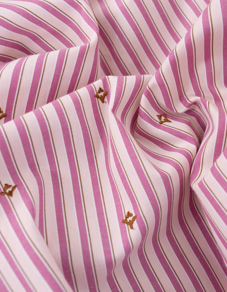 Chemise rose motif rayures et broderies Alexandra I.Code-9 Chemise rose motif rayures et broderies Alexandra I.Code-9