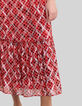 Langes, mohnrotes Damenkleid mit Karos-5