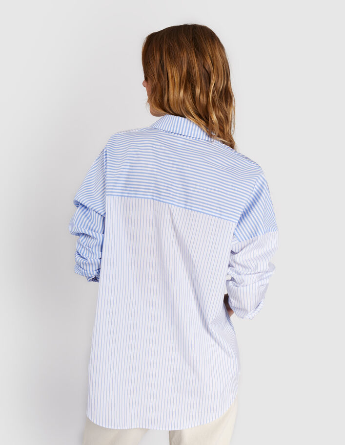 Weiße Bluse mit himmelblauen Streifen I.Code  - I.CODE