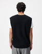 Herren V-Ausschnitt schwarzer Strickpullover ohne &Auml;rmel-3