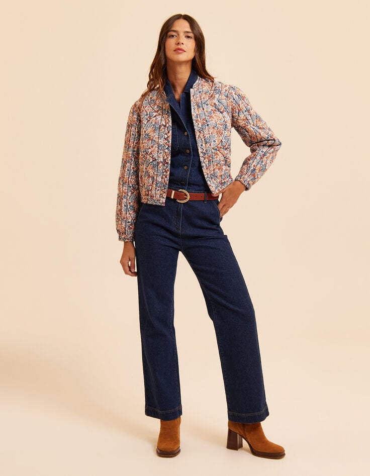 Bomber reversible acolchada azul y flores I.Code-5 Bomber reversible acolchada azul y flores I.Code-5