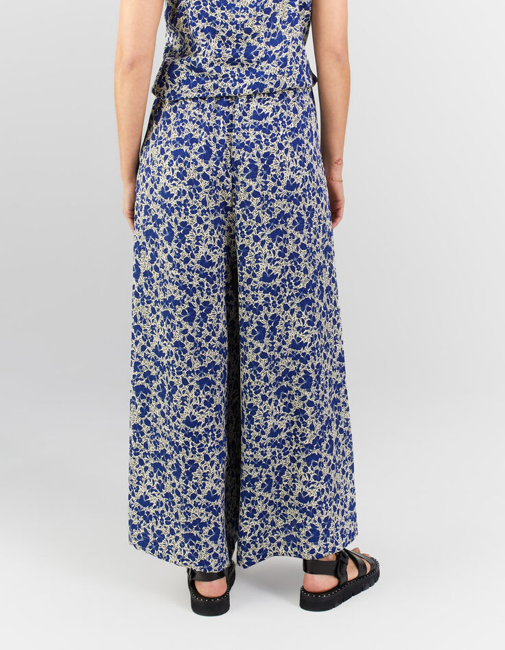 I.Code cobalt XL flower print wide-leg trousers-3