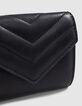 Damen 1440 schwarz gestepptes Leder Portemonnaie-3