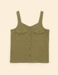 I.Code khaki vest top with chest pockets-6