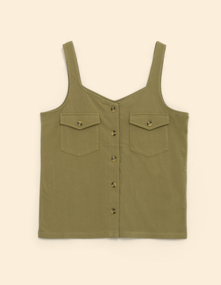 I.Code khaki vest top with chest pockets-6