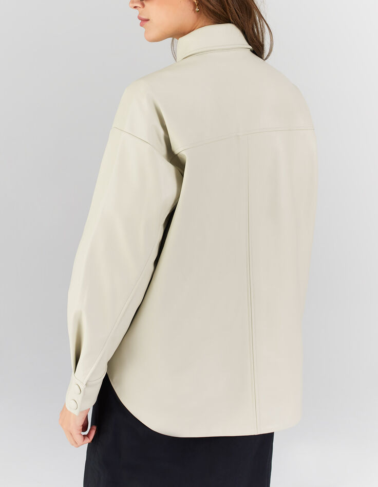 I.Code ecru synthetic fabric overshirt-3