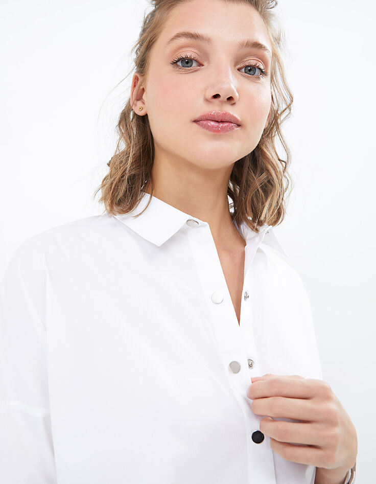 Camisa blanca con cierre a presi&oacute;n Icode-4