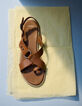 Damen camel Leder Sandalen entredoigt Platten-6