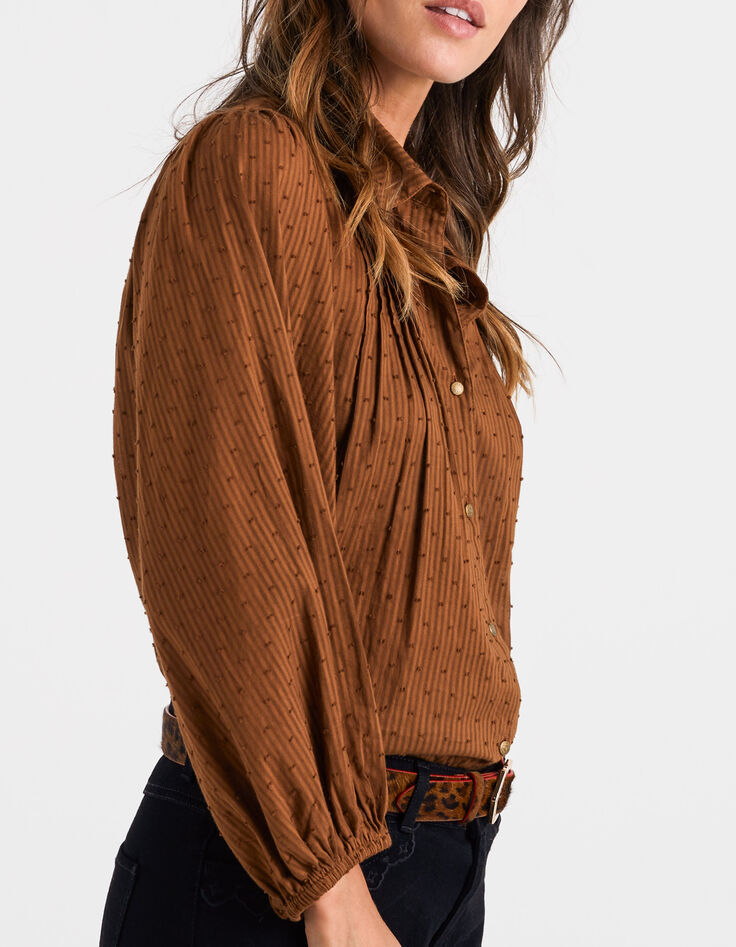 Camisa fauve rayas pliegues cosidos I.Code-2