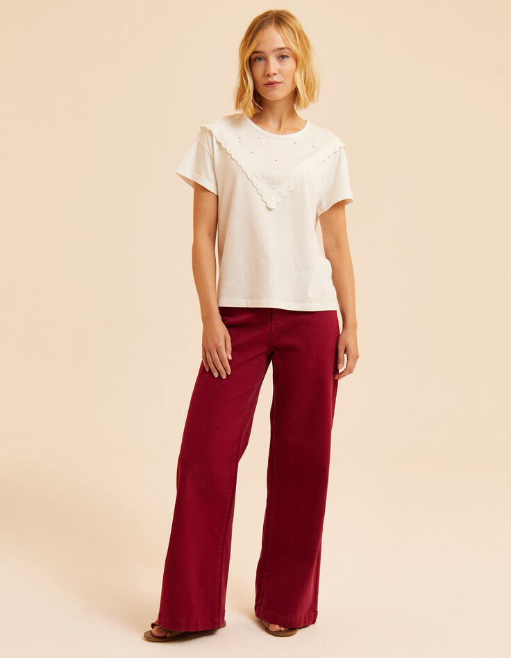 T-shirt blanc à broderie florale I.Code-5 T-shirt blanc à broderie florale I.Code-5