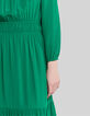 Mintgr&uuml;nes Upcycling-Damenkleid mit Krauskragen-4