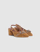 Camel Wildleder Slingback Pumps Damen-4