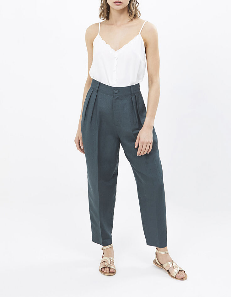 Wijde graniet broek jacquard vierkantjes I.Code-6