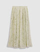 Falda floral de rayas verdes para mujer-9