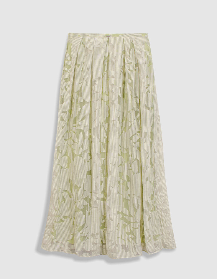 Falda floral de rayas verdes para mujer-9