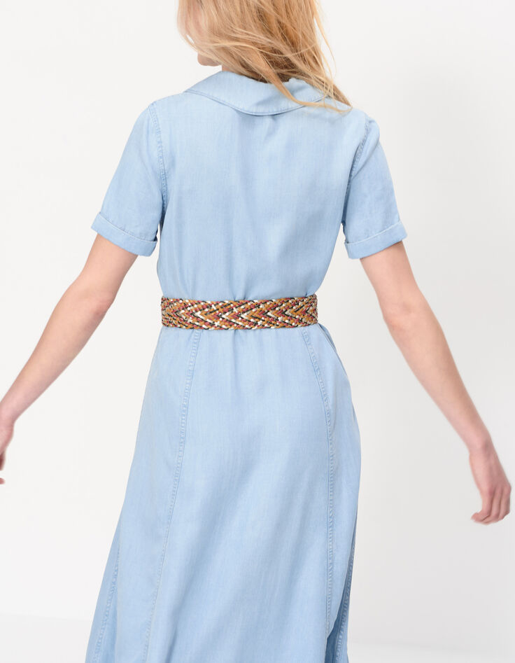 Robe longue en jean bleached pressionnée I.Code-4