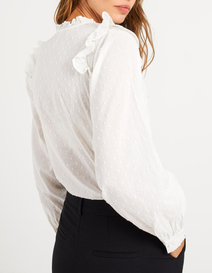 Blouse blanc cassé avec plastron brodé I.Code-3 Blouse blanc cassé avec plastron brodé I.Code-3