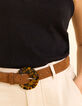Ceinture camel cuir velours boucle écaille I.Code-5