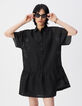 Schwarzes Kleid mit durchbrochenem Karomuster Damen-4