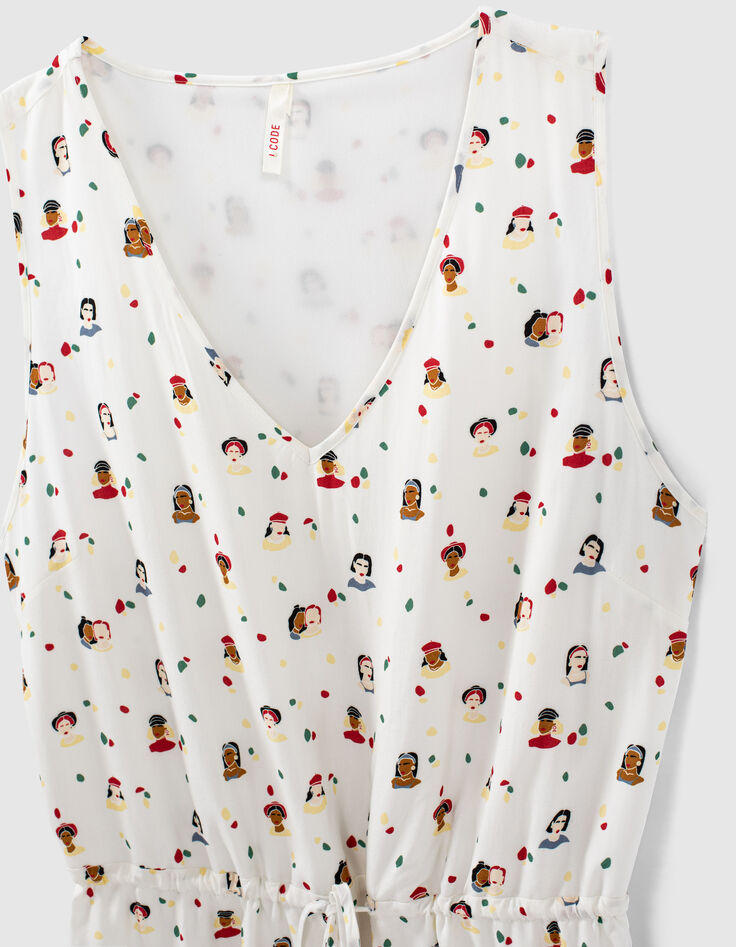 I.Code off-white portrait print dress-3