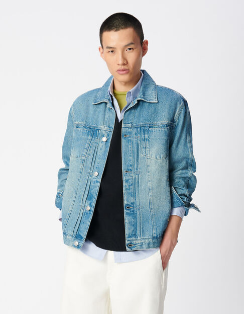 Blaue Jeansjacke mit Plissee-Detail Herren - IKKS