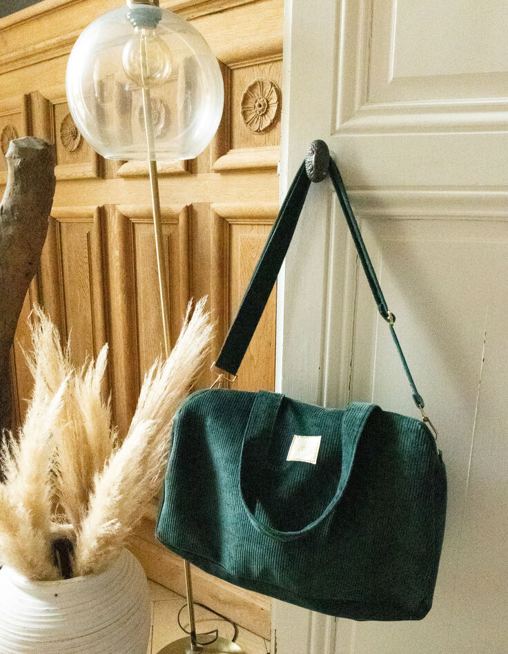 Sac en velours côtelé vert nuit I.Code-1