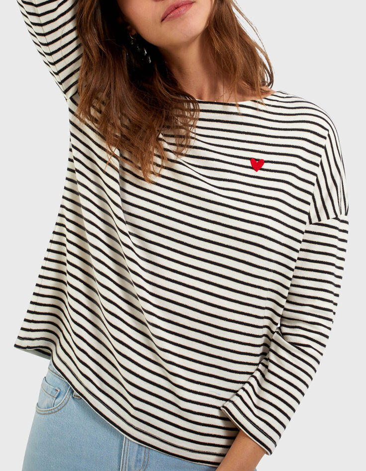 Matrozen-T-shirt strepen en geborduurd hart I.Code-4