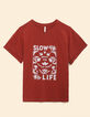 I.Code brown T-shirt with flocked velvet slogan-6
