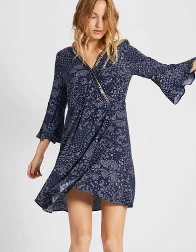 Robe marine imprimée foulard I.Code