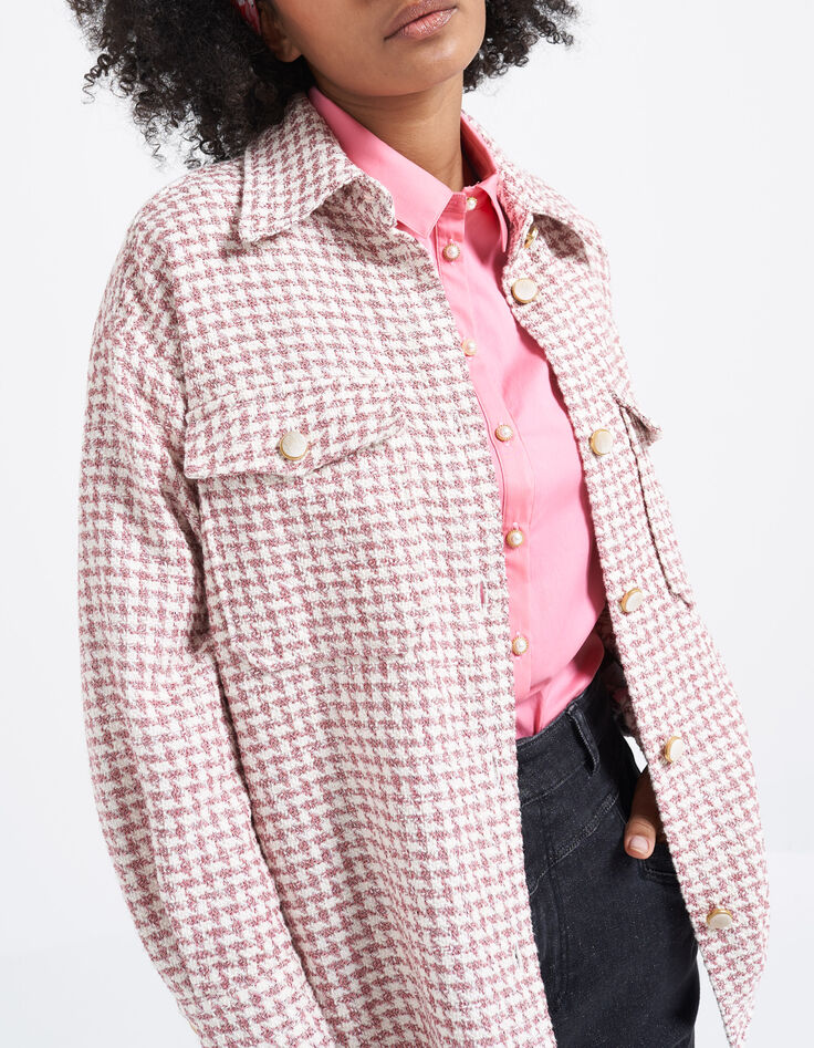 Malabar-roze hemdblouse met retroknopen I.Code-4