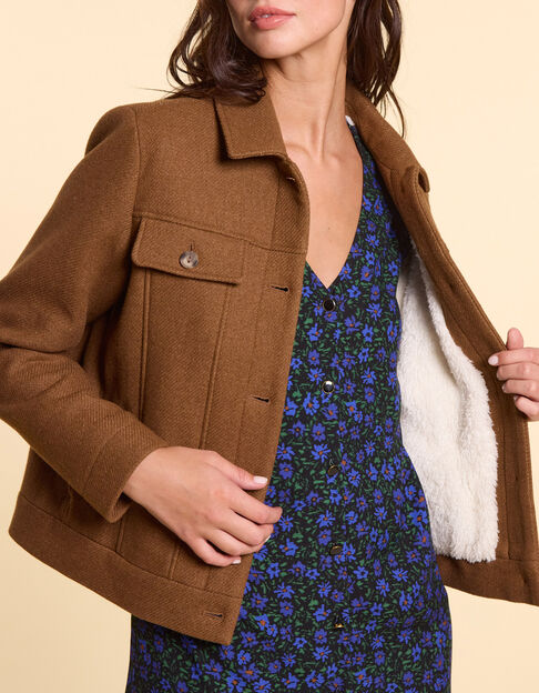 Manteau court camel fourr&eacute; I.Code
