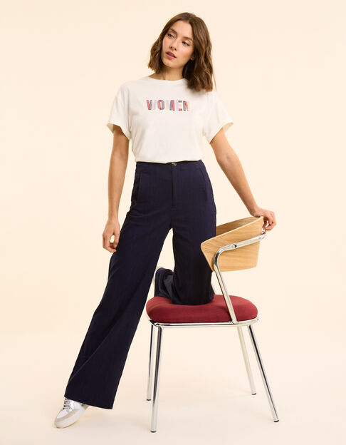 Pantalones de traje I.Code de pata ancha en imitación-uni azul marino