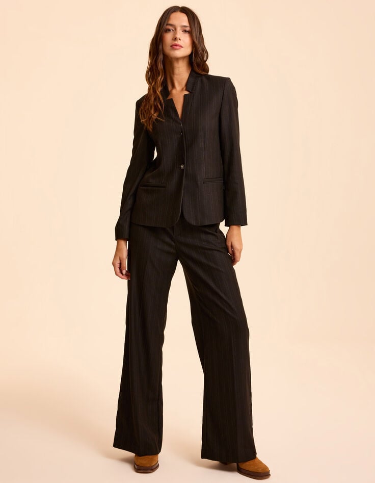 Zwarte blazer lurex strepenmotief I.Code-8 Zwarte blazer lurex strepenmotief I.Code-8